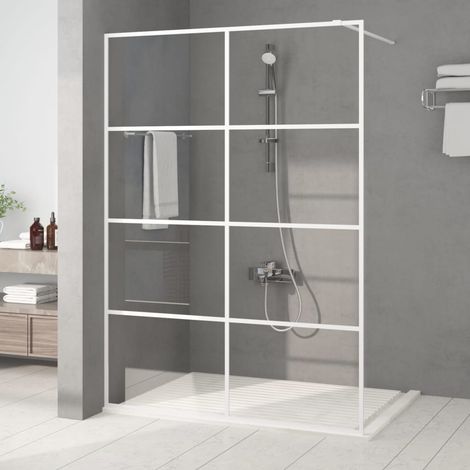 Paroi de douche pour douche à l'italienne, blanche, 140 x 195 cm, verre trempé de sécurité (1/5)
