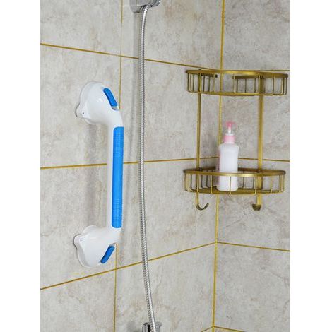 (Blau) Duschgriff mit Saugnapf für Badezimmer, geeignet für Behinderte, ältere Menschen, Verletzte, sicherer Duschgriff bis 113 kg, nicht empfohlen und abnehmbar