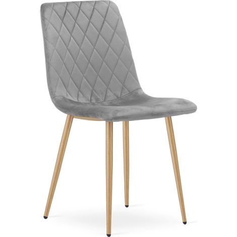 Silla Turín - terciopelo gris claro / patas color madera x 1 (1/5)