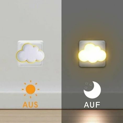 Veilleuse nuage prise électrique, lot de 2, lampe nomade enfant, capteur crépusculaire, LED pour chambre bébé ODIPIE (1/4)