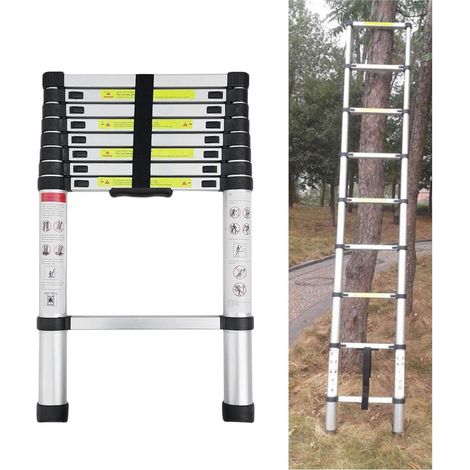 Échelle télescopique en Aluminium, échelle Pliable et déployable multiusage, modèle Portable, 2,6 m de Longueur, Charge maximale de 150 kg (1/5)