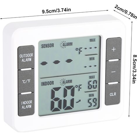 Thermomètre numérique sans fil pour congélateur avec capteur de température intérieur/extérieur et alarme sonore (1/5)