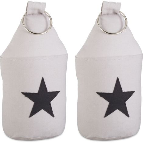 Pack de 2 Topes Puerta con Asa, Tela-Arena, Gris, 25 x 12 x 12 cm (1/5)