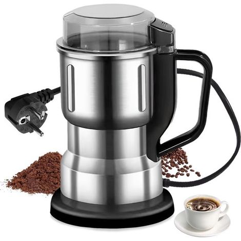 Macinacaffè elettrico, 200 W, 500 ml, acciaio inox, per macinare caffè, spezie, frutta secca, pepe e zucchero. (1/5)