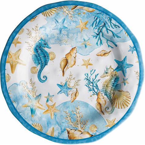 Regalo Italiano Piatto Piano Melamina Shell D 28 Cm H 3 Cm Blu 1 Pz