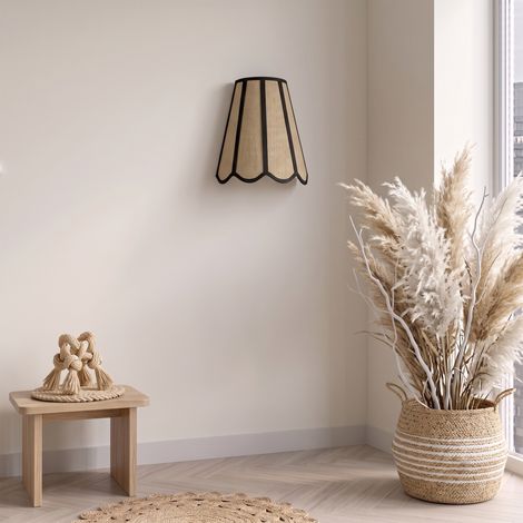 Aplique de Pared con Pantalla en Rafia Beige  Serie GALIA (1/5)
