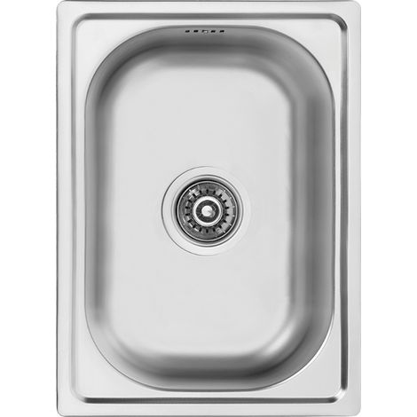 Mini lavello da cucina in acciaio da incasso 35x48 + sifone (1/2)