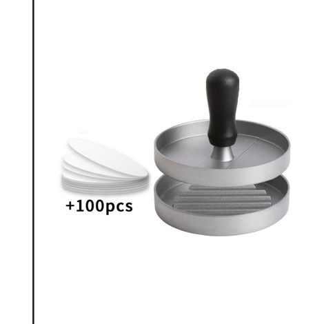 1Pc Presse À Burger Moule Steak Haché En Aluminium Revêtement Antiadhésif + 100 Feuilles De Papier , Ustensiles Cuisine Pour Faire Délicieux Hamburgers, Galettes Et Barbecues, Argent (1/5)