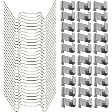 120 Pcs Clips de fixation pour vitre de verre à effet de serre en acier inoxydable (avec 60 clips de fil W pour vitrage en serre et 60 clips de chevauchement en Z pour vitrage de serr (1/4)