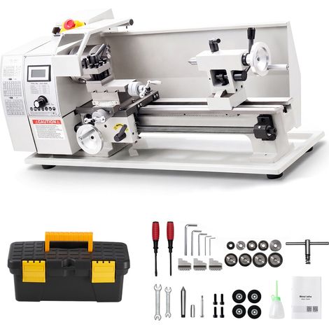 Mophorn Tornio da Banco per Metalli 650W con Ingranaggi, Area di Lavoro 220 x 402mm, Struttura in Ghisa, 14 Filettature Metriche e 10 Imperiali, Velocità Regolabile fino a 2500 giri/min (1/5)