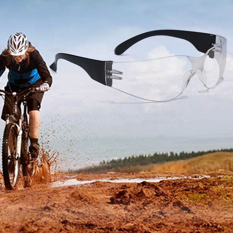 Lunettes de protection en plastique anti-UV résistantes aux chocs, transparentes, branches noires, pour cyclisme et sports extérieurs (1/5)