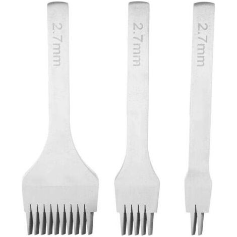 Lot de 3 outils de perforation pour cuir 2,7 mm – Kit poinçons à griffes pour artisanat et couture