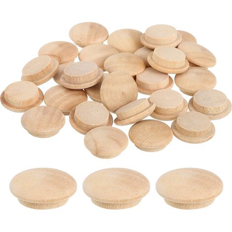 80Pcs Bouchons à Bouton en Bois, 15mm/0,59" Bouchon de Trou de Vis en Bois Dur, Capuchons en Bois de Dôme, Bouchon en Bois pour Meubles, Travail du Bois, Artisanat (20mm x 15mm) (1/5)