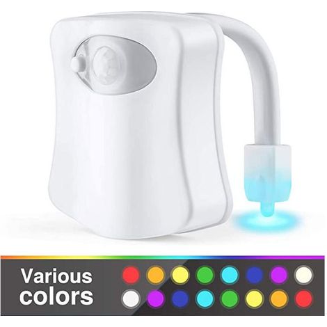 Lampe Toilette Veilleuse LED Détecteur - Mouvement Eclairage Lampe Toilette LED pour Salle de Bain/Seau d'aisances/toilettes/Cabinet/Lavabo/Cuvette Siège 16 Couleurs avec divers modèles de changement (1/5)