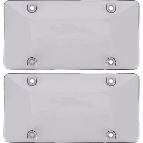 Couvercle de plaque d'immatriculation 12x6 pouces, 2 pièces, protection transparente, support de numéro, bouclier universel adapté aux cadres de voiture américains et CA (1/5)