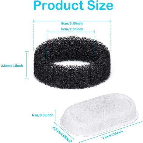 18+18 Packs Filtre Fontaine Eau Chat, Filtre Fontaine à Eau pour Chat, 18 Pièces Filtre Charbon Actif + 18 Pièces Éponge en Mousse de Distributeur Eau Chat (1/4)