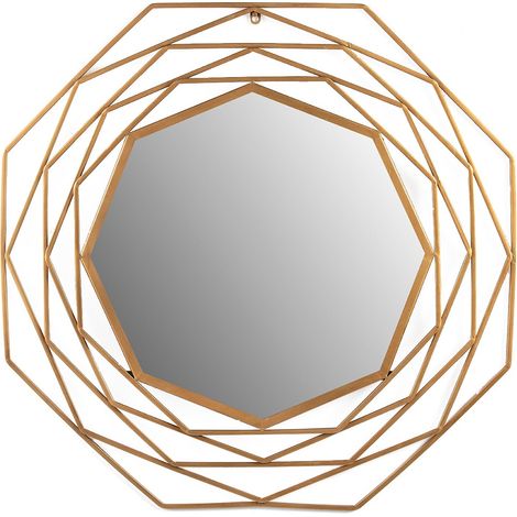 Miroir mural rond moderne en métal doré KORZA – Ø 81cm (1/3)
