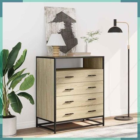 849090 Commode chêne sonoma 70x41x83,5 cm bois d'ingénierie (1/5)