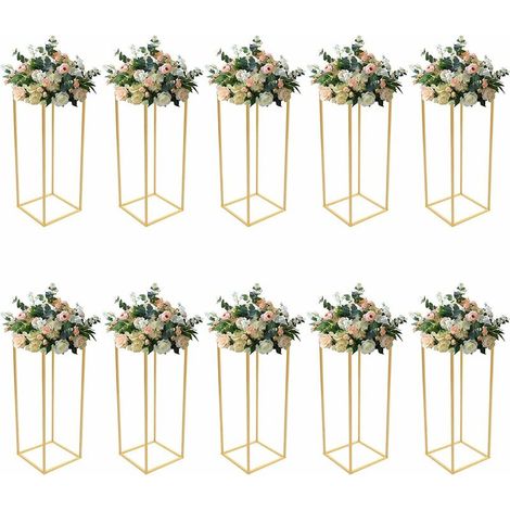 1 Pièces Vase à Fleurs Doré Design Géométrique, Rectangulaires, Amovible, Présentoir pour Fête de Mariage Décoration de Maison Fête, Hauteur 60cm