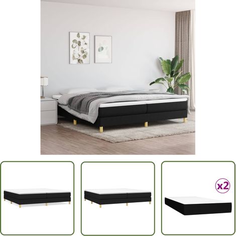 Lit à sommier tapissier avec matelas Noir 200x200 Tissu 9 (1/5)