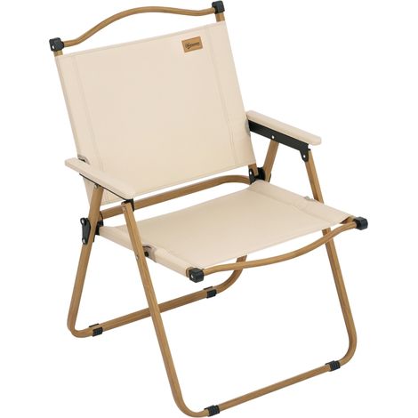 Chaise de camping pliable kaki avec accoudoirs en tissu Oxford et structure en acier 54 x 59 x 78 cm parfaite pour la pêche (1/5)