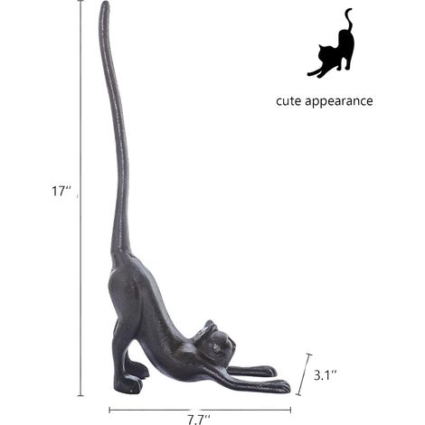 Porte-papier essuie-tout chat 43 cm (17 pouces) en fonte. Porte-papier essuie-tout de cuisine amusant à poser au sol ou sur le plan de travail de la cuisine ou de la salle de bain. (1/5)