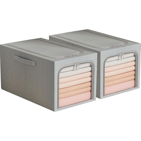 Cesto portaoggetti pieghevole in 2 pezzi con finestra trasparente per dormitorio (grigio, 31L / 304523cm) (1/5)