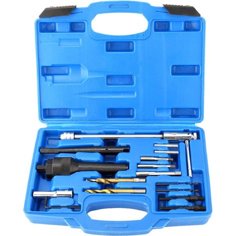Set di 16 estrattori per candelette, M8 M10, strumento per la rimozione di candelette rotte con punta da trapano a gradini e maschio, kit di riparazione candelette per VW Mercedes Opel CDI