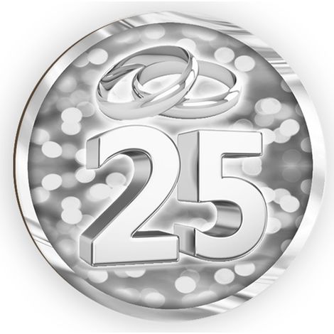 Lupia - Calamita, MAGNETI in Legno Set da 24 PEZZI D.4,5 cm 25 MATRIMONIO SILVER decorazione stampata, segnaposto ricordino regalo, bomboniera confettata, pensierino anniversario 25 anni Matrimonio (1/4)