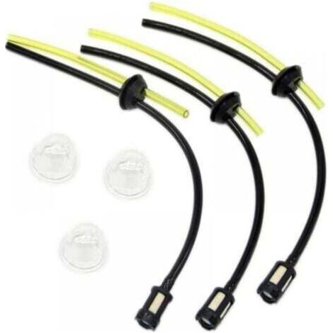 Kit filtre à essence universel - 3 filtres, tuyaux noir/jaune, joints pour débroussailleuse tondeuse compatible réservoir 18mm (1/3)