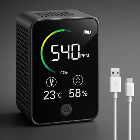 1 Compteur De CO2, Capteur NDIR, Moniteur Température Humidité, Alarme Intelligente, Intérieur