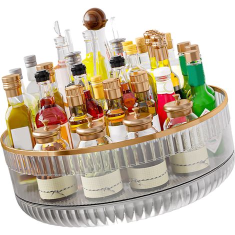 Tournette à épices rotative PET PP multifonction rangement assaisonnements compact plan de travail cuisine 688g (1/4)