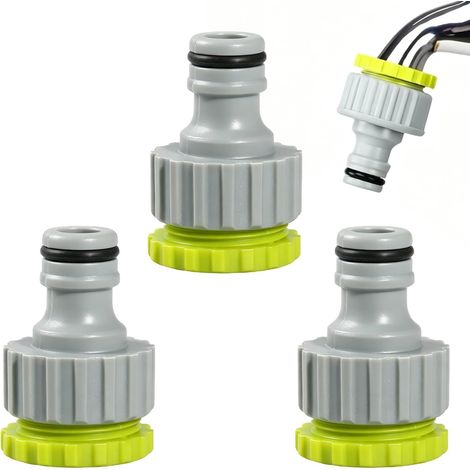 Lot de 3 Raccord Robinet Universel 2-en-1, Fileté Femelle 1/2'' 3/4'' Connecteur de Robinet Adaptateur Tuyau d'Arrosage en Plastique ABS pour Jardinage Lavage (1/5)