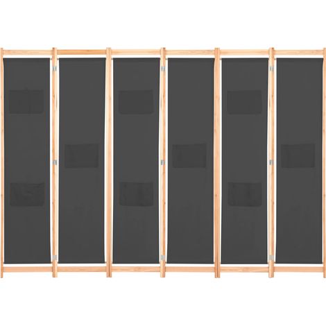 vidaXL Trennwand 6 Paneele Grau 240 x 170 x 4 cm Stoff