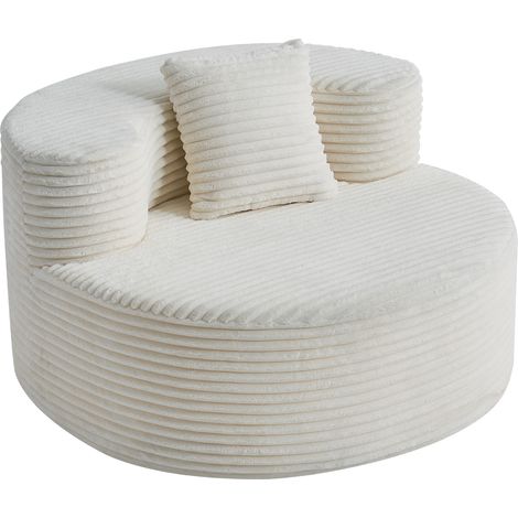 Fauteuil pouf en velours côtelé pour adultes et adolescents, 112 x 105 x 59 cm, housse amovible, design confortable pour salon (1/5)