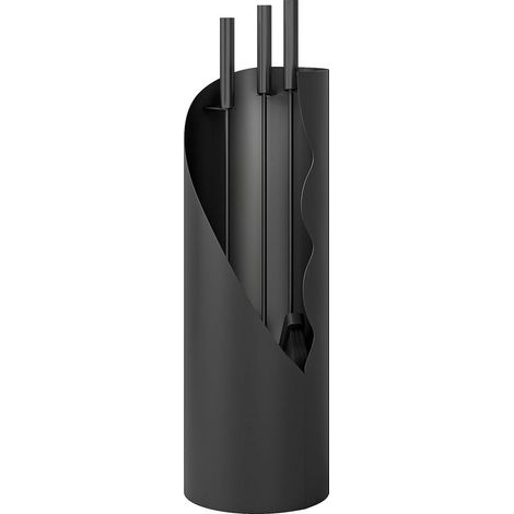 Serviteur of fireplace Set of serveur of fireplace 4 pieces, includes brushes, shovel, cards to play and bracket, metal 20 x 20 x 65 cm, black (1/5)
