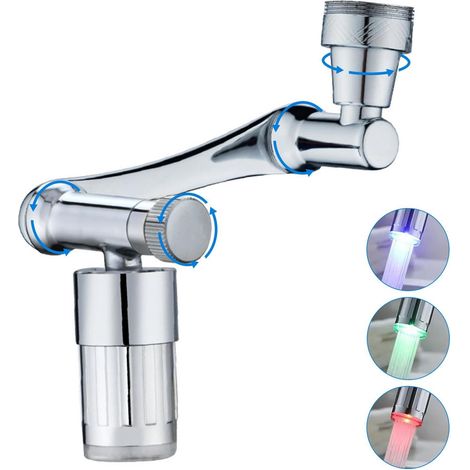 1440° LED Multifonctions Pivotant Rallonge Robinet Cuisine, Pour Embout Robinet Cuisine et Robinets De Salle De Bain (1/5)