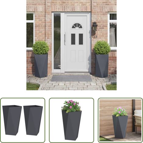 Terrassenpflanzer - Pflanzkübel 2 pcs Anthrazit 40 x 40 x 75 cm Stahl (1/5)