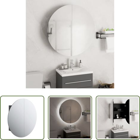 Miroir rond - Armoire de salle de bain miroir rond et LED Noir 54x54x17,5 cm (1/5)