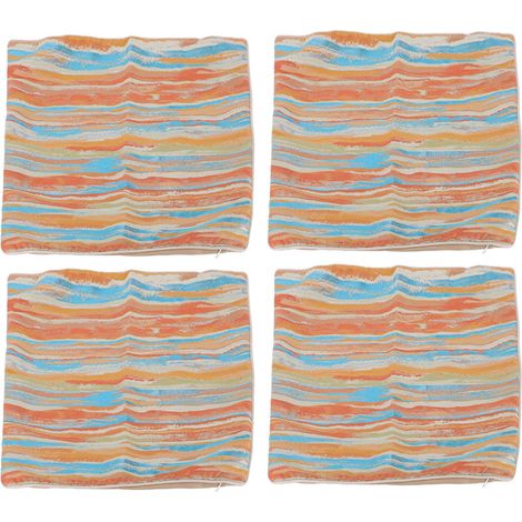 Lot de 4 housses de coussin décoratives en polyester, style champêtre vintage, multicolores, 50 x 50 cm (20 x 20 pouces), pour canapé, chambre ou décoration intérieure. (1/5)