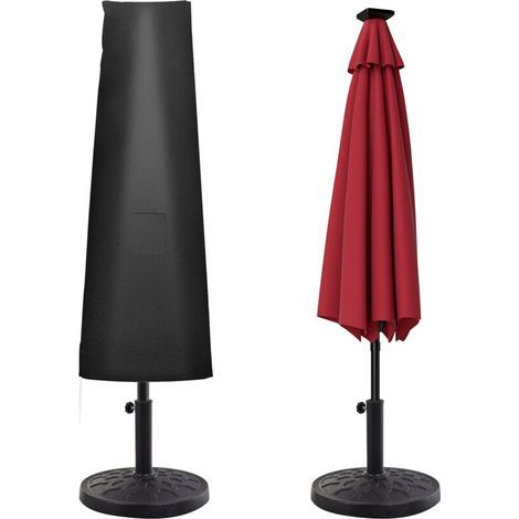 Weatherproof parasol cover with side pocket, black (1/5)