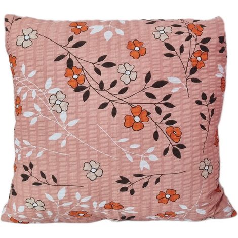 Funda de almohada de corteza de 40x40 cm, color salmón oscuro, pradera de plantas (1/2)
