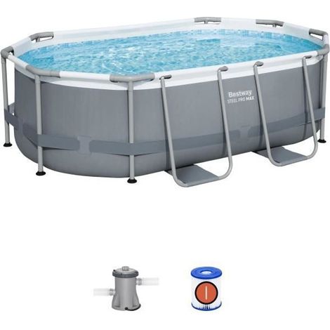 Bestway Piscina Ovale Steel Pro Max (305x200x84cm) con Pompa a Filtro Art. 5614A - Steel Pro Max (305x200x84cm) - Piscine