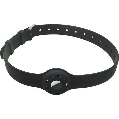 Collier anti-étranglement pour chat en silicone réglable avec compartiment AirTag – noir, sécurité clip-libre, taille unique (1/5)