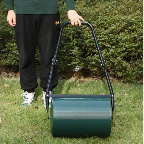 Rodillo para césped de jardín con mango en U, 102 x 50 x 30 cm, 40 L, metal verde OKMYHOME (1/5)