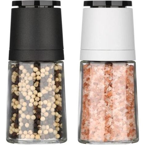Moulin à Poivre et Sel Élégant en Verre - Lot de 2, Broyeur en Céramique Réglable, Accessoire de Cuisine Raffiné pour Sublimer vos Plats (1/4)