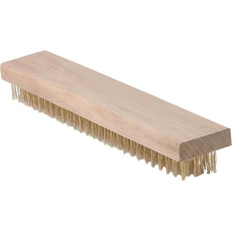 Brosse métallique à fils de cuivre de 30 cm, conçue pour éliminer efficacement mousse, rouille, saletés et résidus sur différentes surfaces métalliques. Poignée pratique pour les travaux d’entretien. (1/4)
