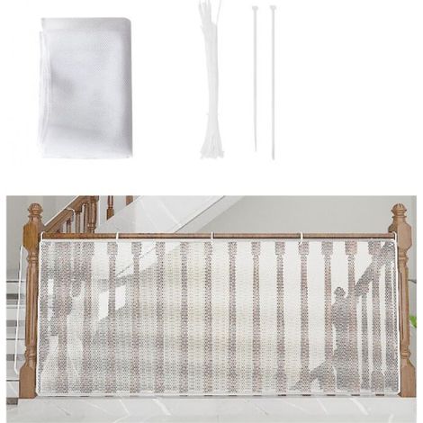 Rete di sicurezza per bambini bianca, 300 x 79 cm, per balconi e scale, regolabile e resistente, per gatti e giocattoli.