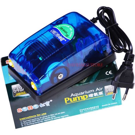 TrAdE Shop Traesio - Aeratore Pompa Aria Sb-648a Per Acquario Esterna Due Uscite Riciclo Ossigeno 5w -