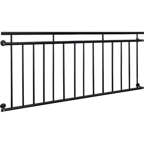 Ecd Germany – Balustrade française 90x184 cm – Acier peint par poudrage noir mat – 14 barreaux de remplissage – Garde-corps extérieur sécurisé